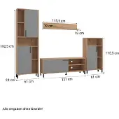 Homestyle4u TV Board Holz TV-Schrank Lowboard TV-Bank Sideboard Grau Natur
