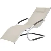 vidaXL Möbel Sonnenliege mit Kissen Aluminium und Textilene Creme - Gartenliegen 47778