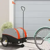 Prolenta Maison Exclusive - Fahrradanhänger Schwarz und Orange 30 kg Eisen