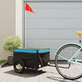 vidaXL Möbel Fahrradanhänger Schwarz und Blau 30 kg Eisen - Fahrradanhänger &33689