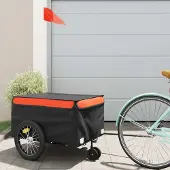Prolenta Maison Exclusive - Fahrradanhänger Schwarz und Orange 45 kg Eisen