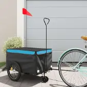 vidaXL Möbel Fahrradanhänger Schwarz und Blau 30 kg Eisen - Fahrradanhänger &38311