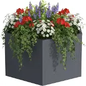 Relaxdays Hochbeet, pulverbeschichteter Stahl, für Blumen, Pflanzen & Gemüse, HxBxT: 52x100x87 cm, Pflanzenbeet, grau