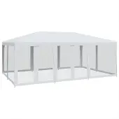 Syfax Partyzelt mit 10 Mesh-Seitenteilen Weiß 6x4 m HDPE