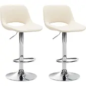 CLP 2er Set Barhocker Camden Kunstleder chrom - weiß