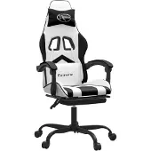 Syfax Gaming-Stuhl mit Fußstütze Drehbar Weiß & Schwarz Kunstleder