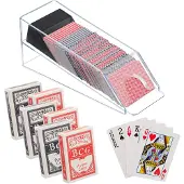 Relaxdays 2 x Kartenschlitten, Kartenspender mit 6 Decks, Blackjack Zubehör, HxBxT: 10 x 10 x 29 cm, transparent/schwarz