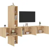 vidaXL 5-tlg. Wohnwand Sonoma-Eiche Holzwerkstoff 3216459