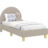 Syfax Kinderbettgestell mit Kopfteil Hellgrau 70 x 140 cm Schafstoff