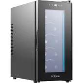Echos Weinkühler 28 Liter | 10 Flaschen | Glastür | Innenbeleuchtung | Touchscreen mit LED Anzeige | Temperaturkontrolle