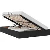 Syfax Ottoman Bettgestell mit Speicher Schwarz 140 x 200 cm Samt