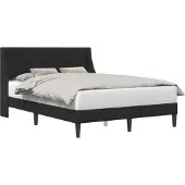 Syfax Bettrahmen mit Kopfteil Schwarz 140 x 190 cm Samt