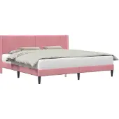 Syfax Bettrahmen mit Kopfteil Rosa 180 x 200 cm Samt