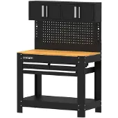 Feistos Werkbank Monos 2 Metall Werkstattschrank Schwarz