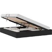 Syfax Ottoman Bettgestell mit Speicher Schwarz 160 x 200 cm Samt