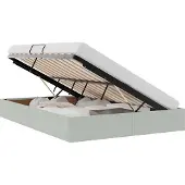 Syfax Ottoman Bettgestell mit Speicher Hellgrau 140 x 190 cm Samt