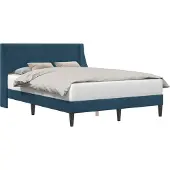 Syfax Bettrahmen mit Kopfteil Blau 160 x 200 cm Samt