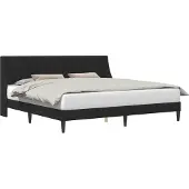 Syfax Bettrahmen mit Kopfteil Schwarz 180 x 200 cm Samt