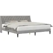 Syfax Bettrahmen mit Kopfteil Hellgrau 200 x 200 cm Samt
