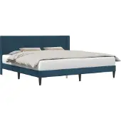 Syfax Bettrahmen mit Kopfteil Blau 200 x 200 cm Samt