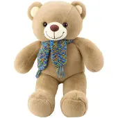 Leantoys Lean Plüsch Maskottchen Knuddeliger Teddybär Bunter Wollschal Braun 55Cm
