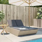 Prolenta Maison Exclusive - Doppel-Sonnenliege mit Auflagen Beige Poly Rattan