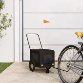 vidaXL Möbel Fahrradanhänger Hunde Schwarz Oxford-Gewebe und Eisen - Fahrradanhänger &40772