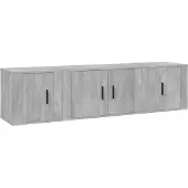 vidaXL 3-tlg. TV-Schrank-Set Betongrau Holzwerkstoff