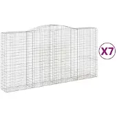 vidaXL Gabionen mit Hochbogen 7 Stk. 400x50x200/220cm Verzinktes Eisen