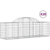 vidaXL Gabionen mit Hochbogen 20 Stk. 200x50x60/80 cm Verzinktes Eisen