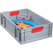 Allit EuroBox 612, 600x400x120 mm, Griffe geschlossen, grau/rot