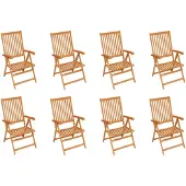 vidaXL Verstellbare Gartenstühle mit Auflagen 8 Stk. Massivholz Teak