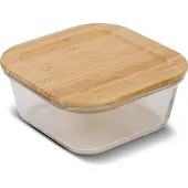 Nava Quadratisches Glasgefäß mit Bambusdeckel 1400 ml