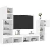 vidaXL 4-tlg. Wohnwand mit LED-Beleuchtung Weiß Holzwerkstoff 3216647