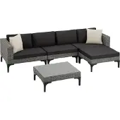 TecTake Rattan Lounge Konstanza mit Aluminiumgestell hochwertiges Geflecht
