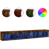 vidaXL TV-Schränke mit LED-Leuchten 2 Stk. Räuchereiche 100x30x30 cm