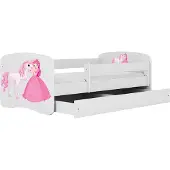 Kocot Kids Kinderbett Babydreams Prinzessin und Pferd 180x80 cm mit Matratze in weiß