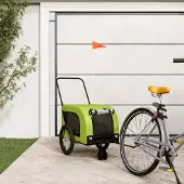 Prolenta Maison Exclusive - Fahrradanhänger Hunde Grün und Schwarz Oxford-Gewebe & Eisen