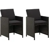 vidaXL Gartenstühle mit Kissen 2 Stk. Poly Rattan Schwarz , Gartenstühle Design 2024