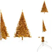 vidaXL Künstlicher Halb-Weihnachtsbaum mit Ständer Gold 240 cm PET - Weihnachtsbäume