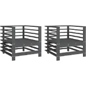 vidaXL Gartenstühle 2 Stk. Grau Massivholz Kiefer