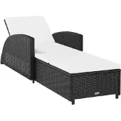 Syfax Sonnenliege mit Cremeweißer Auflage Poly Rattan Schwarz