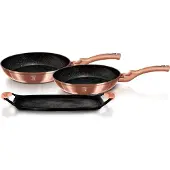 Berlinger Haus BH/1669, Frittierset, Roségold, Aluminium, Marmor, Gas, Halogen, Induktion, 22 cm