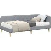Syfax Eckbettgestell Hellgrau 100 x 200 cm Stoff