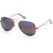 SKECHERS , Occhiali da sole SE9069, forma a goccia, colore fucsia, colore lente arcobaleno specchiato