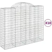 vidaXL Gabionen mit Hochbogen 10Stk. 200x50x160/180cm Verzinktes Eisen