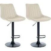 CLP 2er Set Barhocker Toni Kunstleder schwarz - creme
