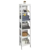 SoBuy Badregal mit 5 Ablagen Bad-Hochschrank Standregal Küchenregal Aufbewahrungsregal weiß BHT ca: 30x139x30cm BZR14-W