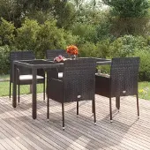 vidaXL Gartenstühle mit Kissen 4 Stk. Poly Rattan Schwarz , Gartenstühle Design 2024