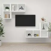 vidaXL TV-Wandschränke 4 Stk. Weiß Holzwerkstoff 3079835
